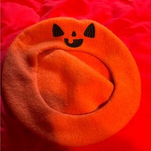 Pumpkin Jack O Lantern Beret Hat Orange One Size